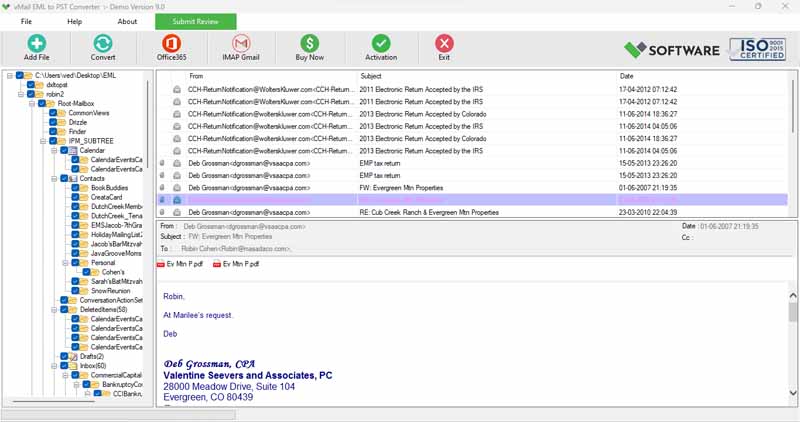 vMail EML File Converter screenshot