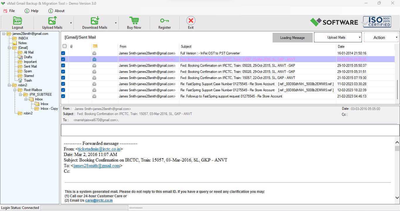 vMail Email Backup & Migration Tool screenshot