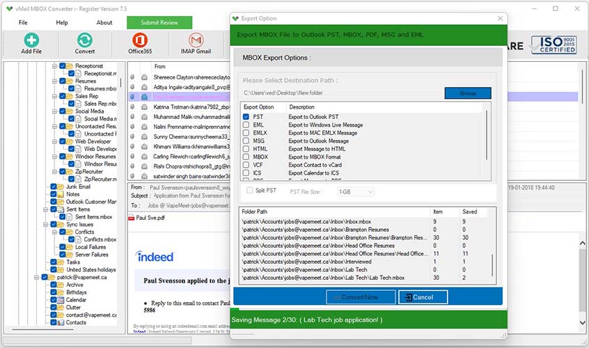 Windows 10 vMail MBOX File Converter full