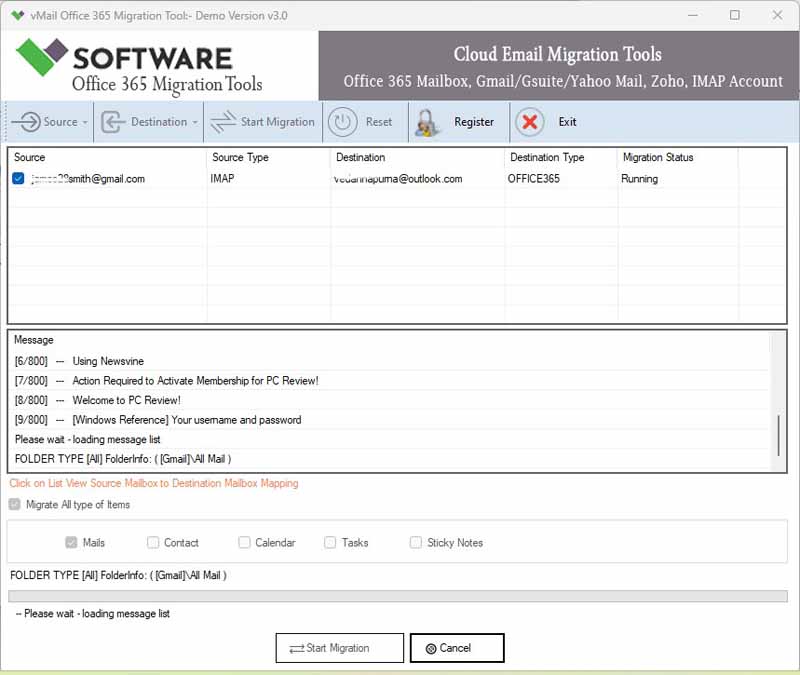 vMail Office 365 Email Migration Tool