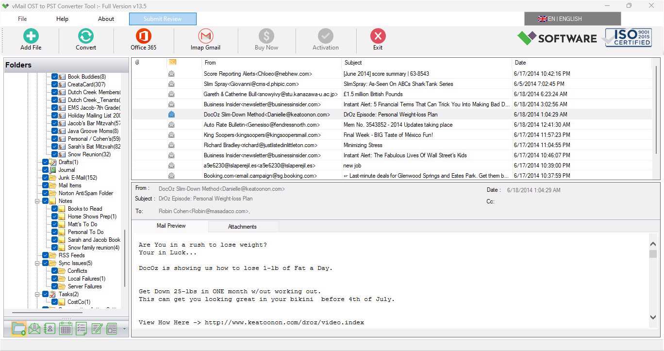 Export & Save OST File into Selected File Format