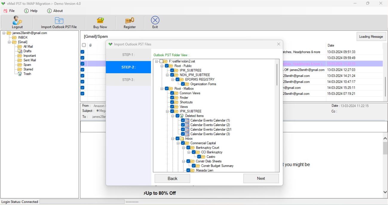 Show Outlook PST or OST File Folder Preview