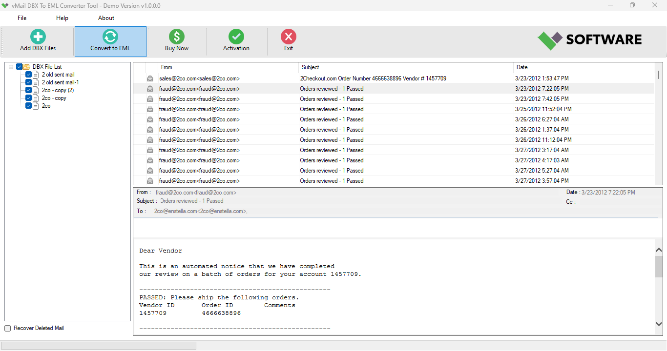 Preview of DBX Files