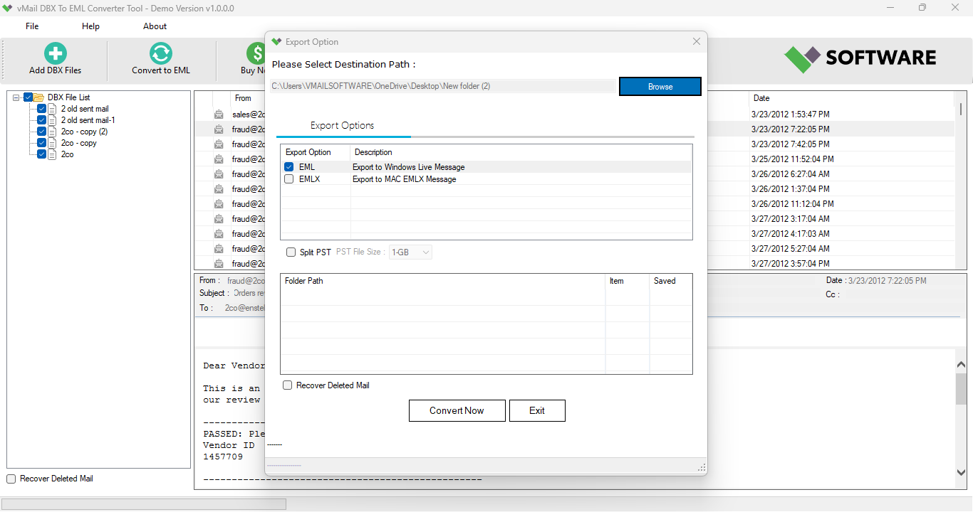 vMail DBX to EML Converter 2