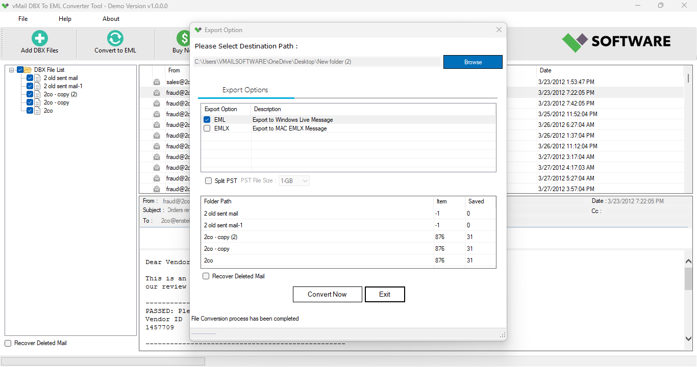 vMail DBX to EML Converter 3