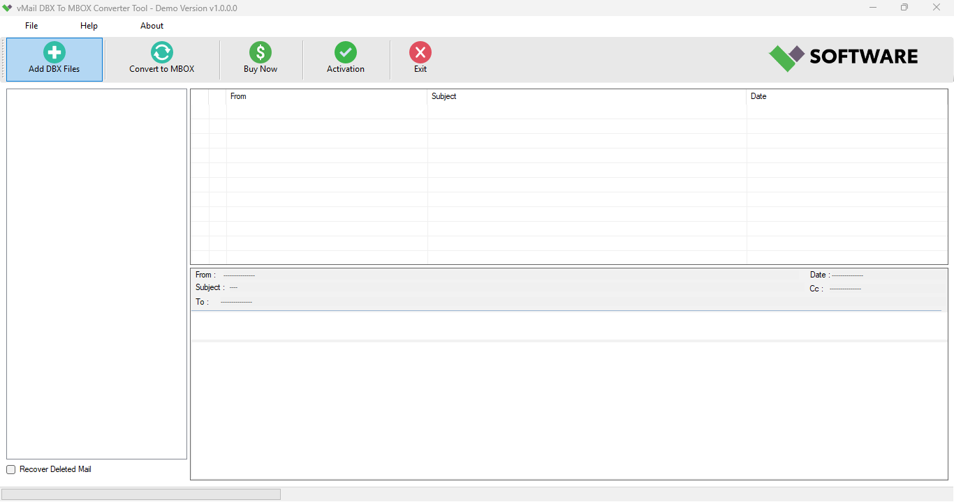 vMail DBX to MBOX Converter