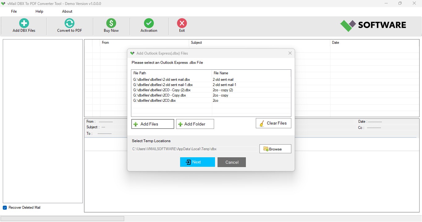 vMail DBX To PDF Converter 1