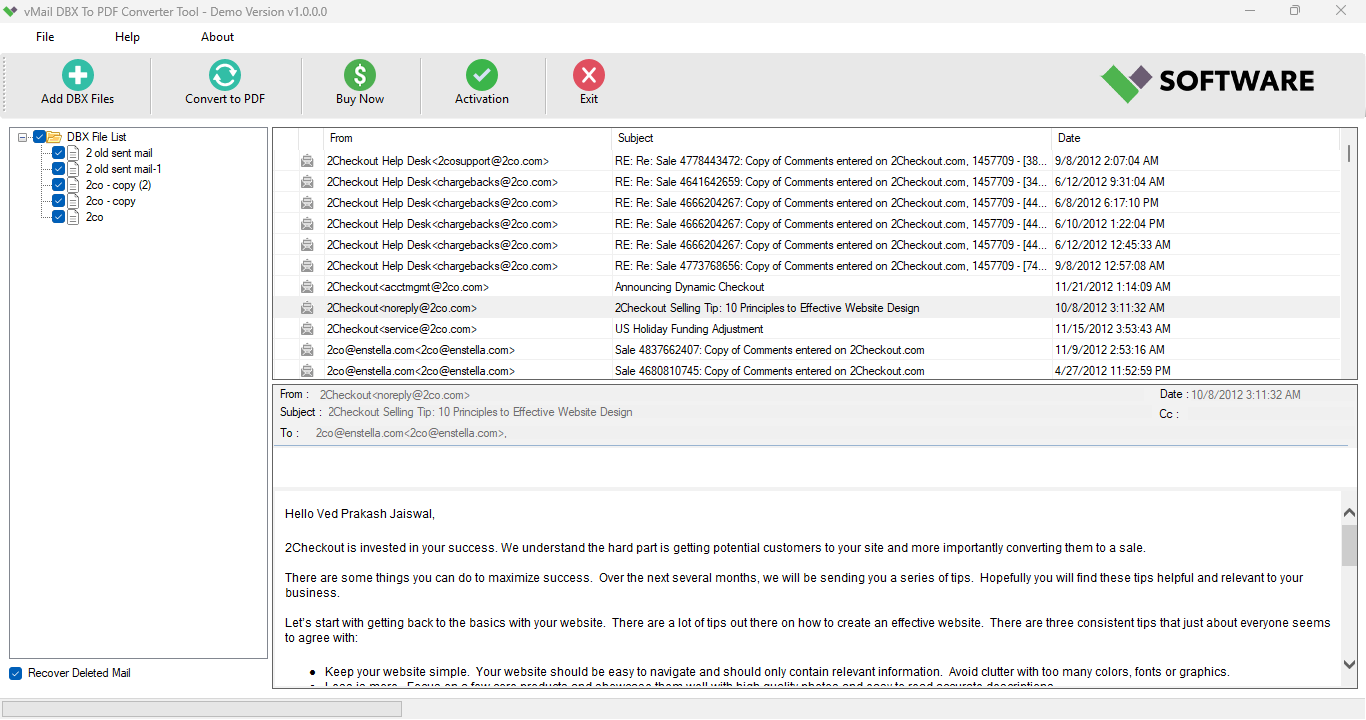 Preview of DBX Files