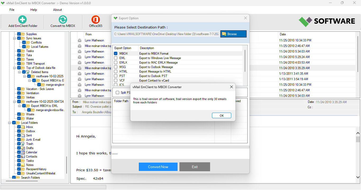 vMail EmClient to MBOX Converter 3