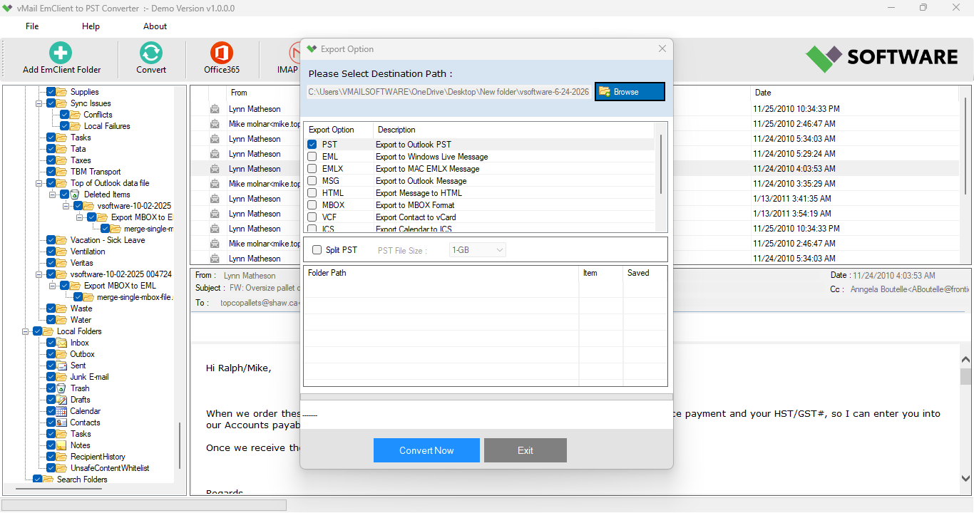 eM-Client Email Storage Message Preview