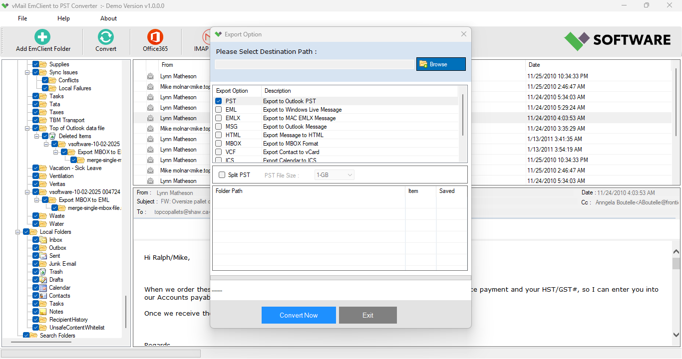 vMail eM-Client to PST Converter 3
