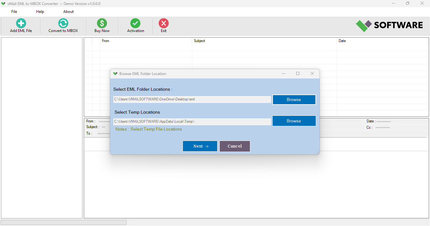 vMail EML to MBOX Converter 1