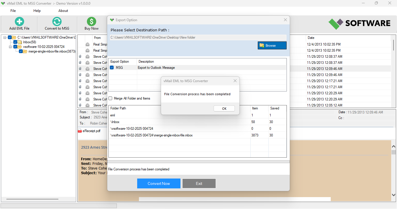 vMail EML to MSG Converter 3