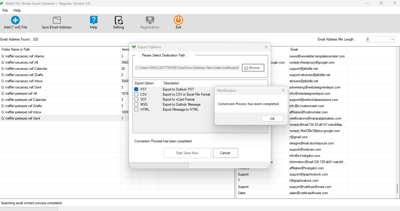 Complete to Save Contact List