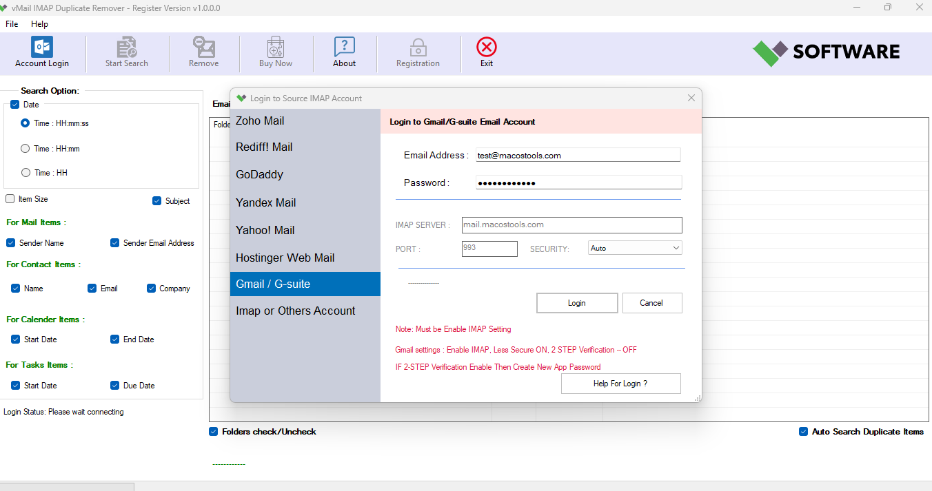 Login to IMAP Email Account - Gmail, Yahoo Mail etc