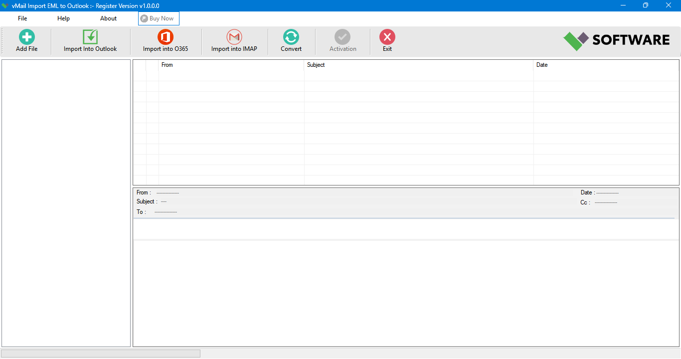 Open vMail Import EML to Outlook Tool