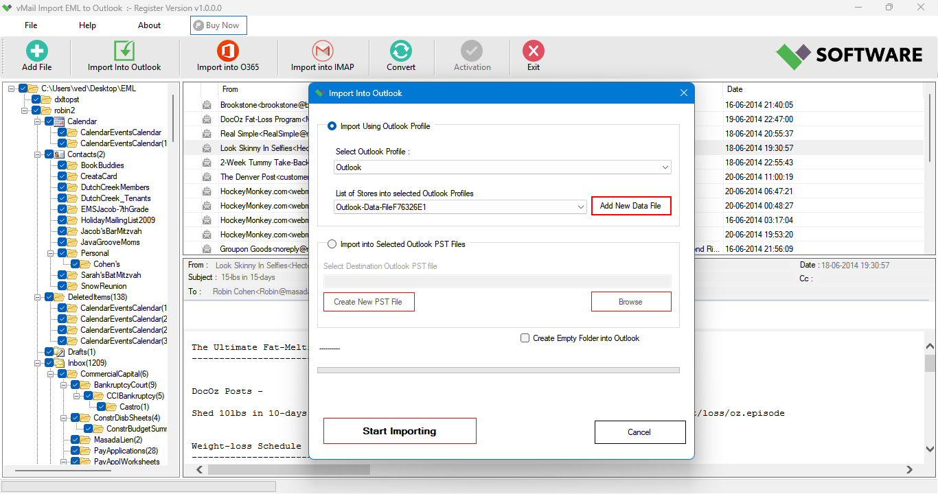 Import EML Data Into Outlook