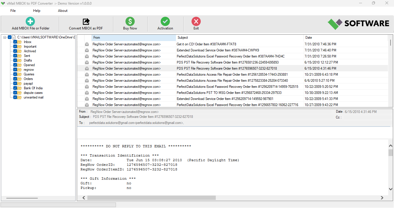 Preview of MBOX Files<