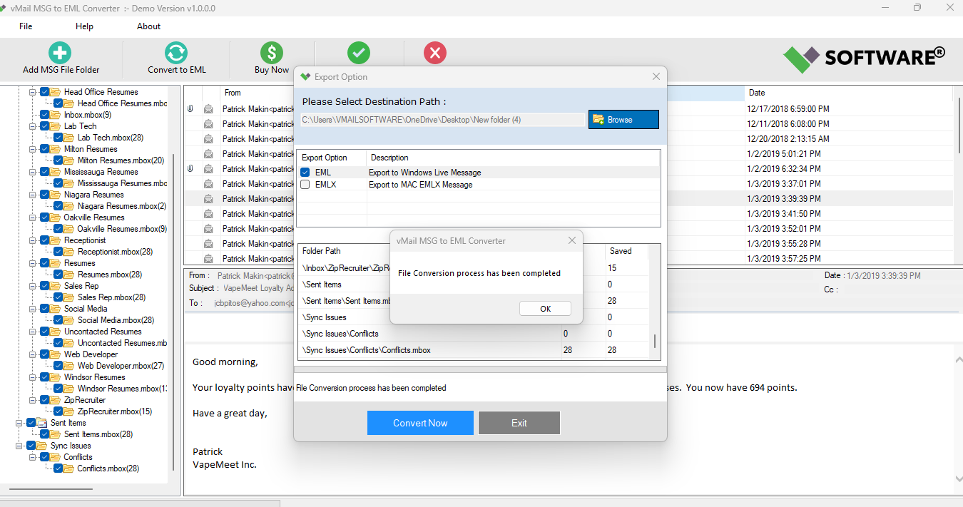 vMail MSG to EML Converter 3