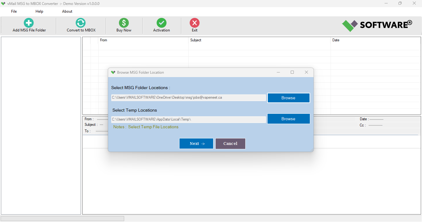 vMail MSG to MBOX Converter 1