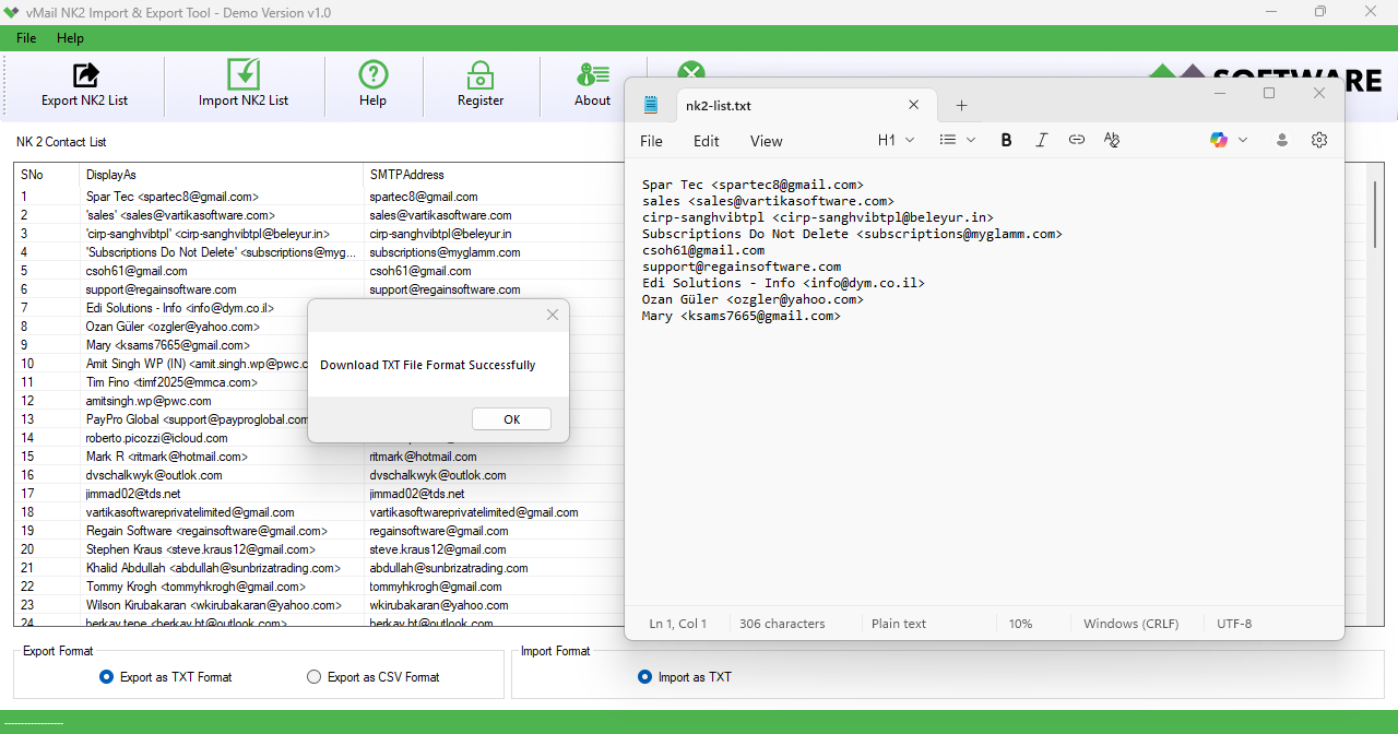 vMail NK2 Import & Export Tool