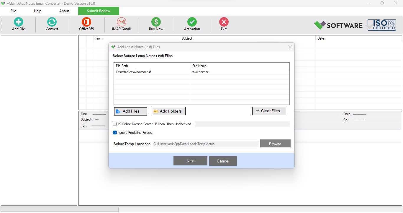 vMail NSF Email Converter Tool