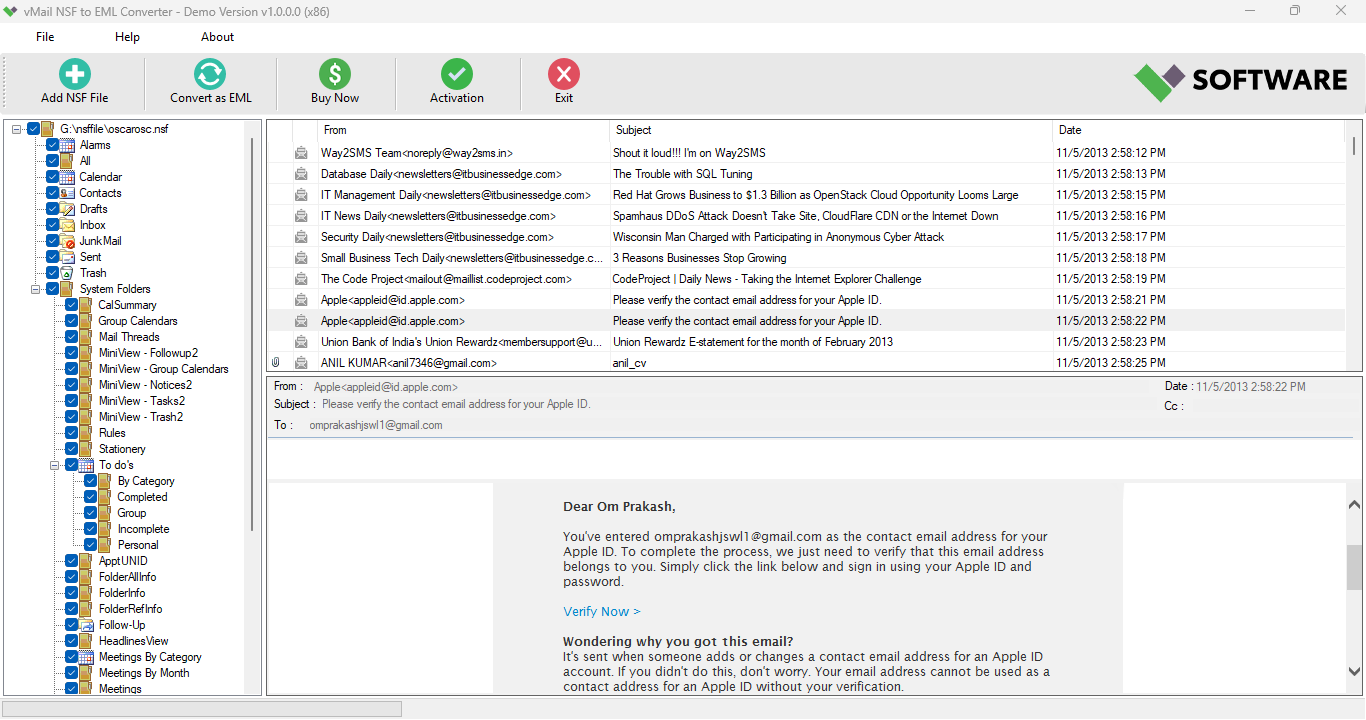 Preview of Lotus/HCL Notes NSF Files