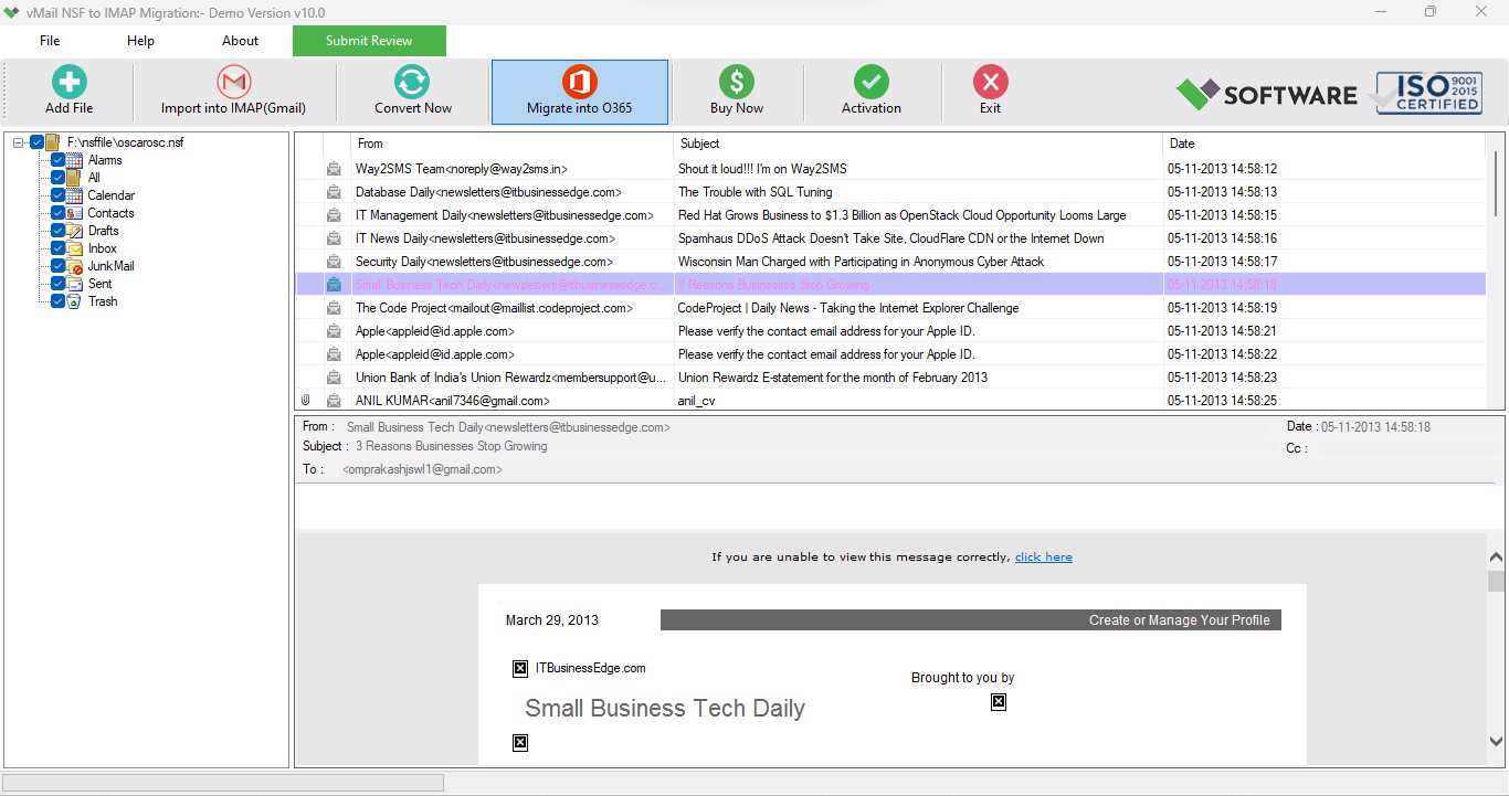 Export Outlook Mail Option