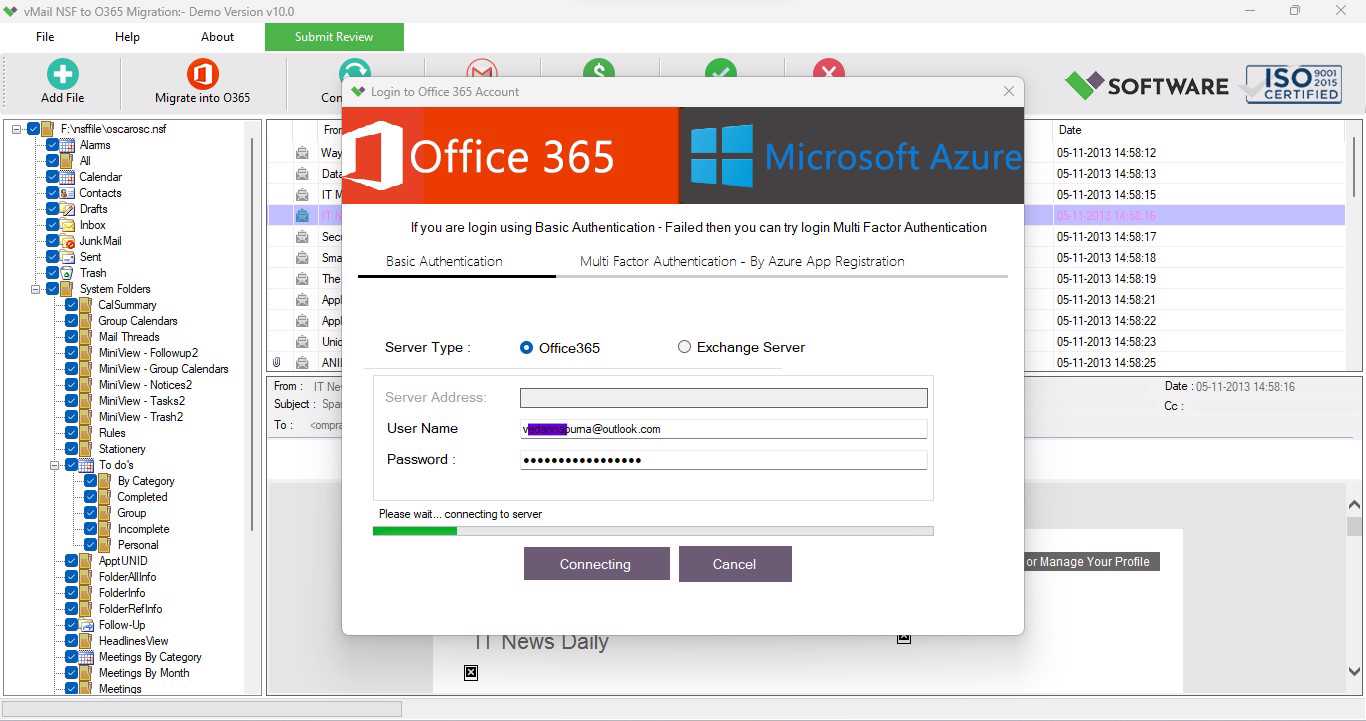 Outlook Mail - Office365 Login Panel