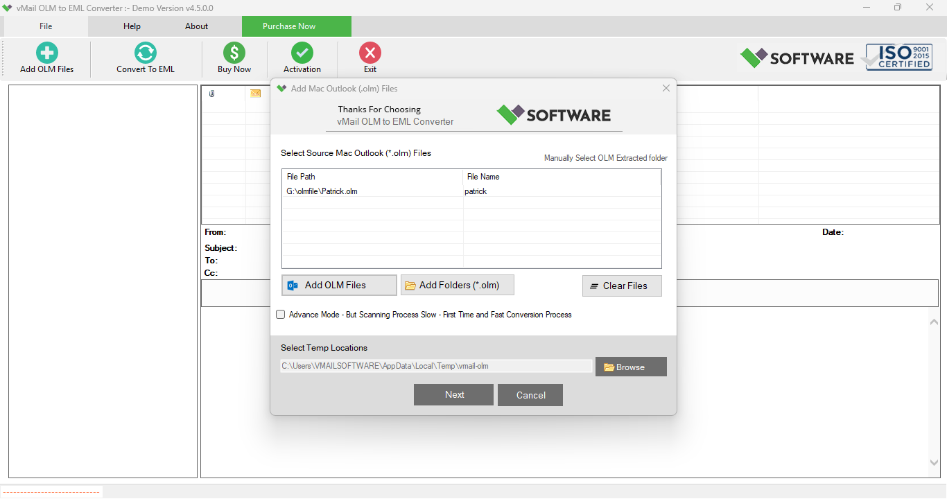 vMail OLM to EML Converter 1