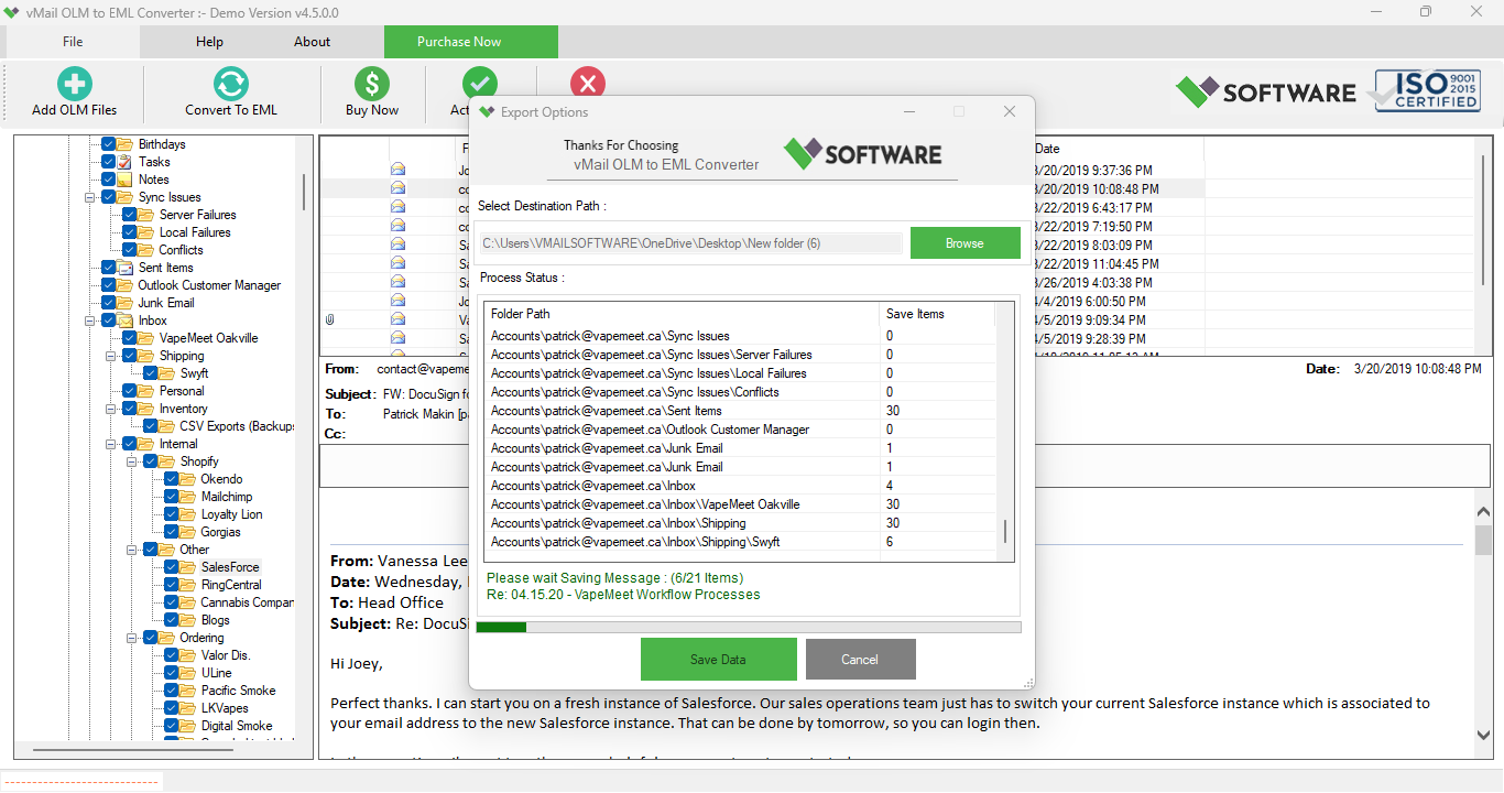 vMail OLM to EML Converter 3