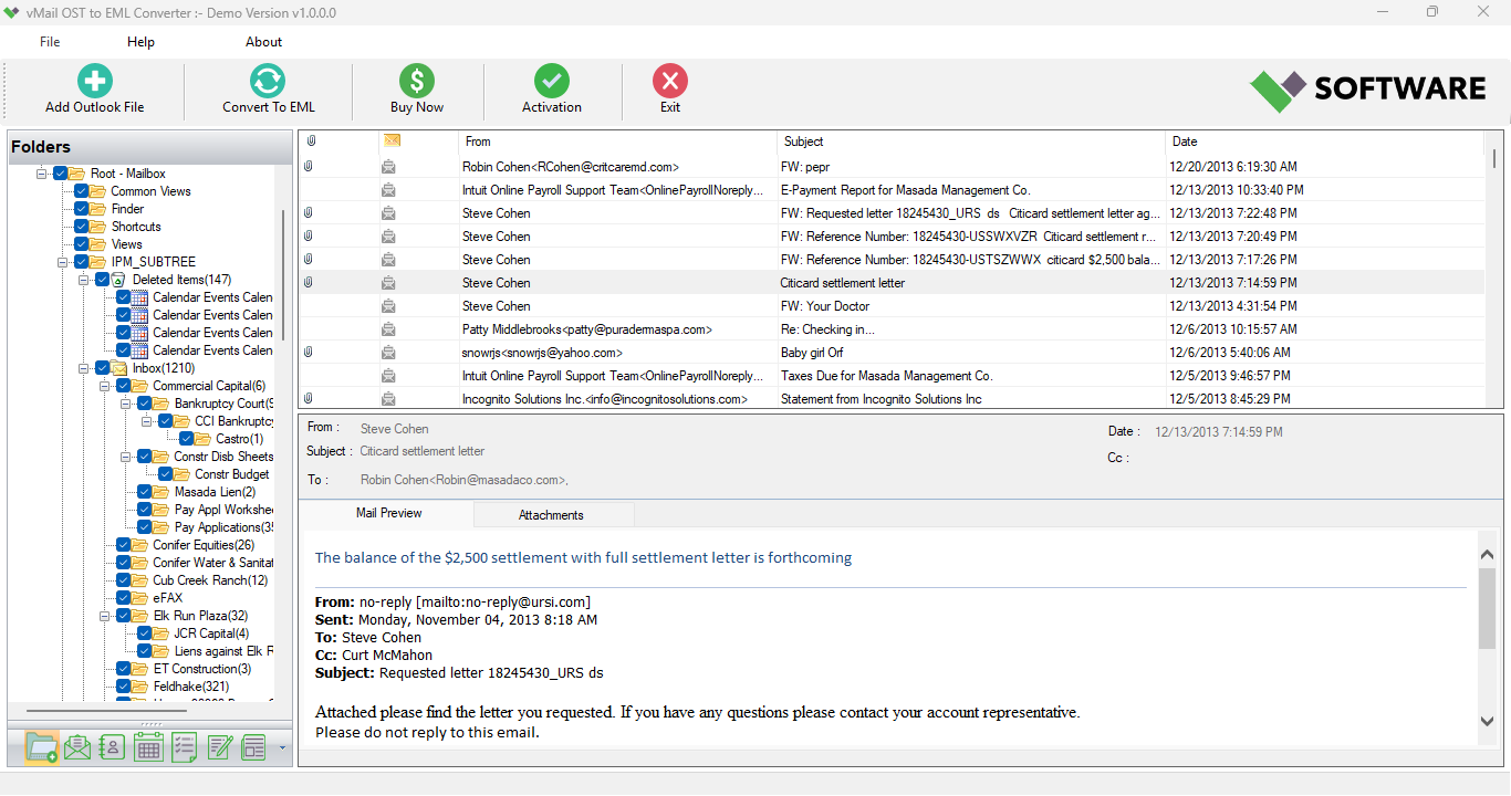 Preview of Outlook OST Files