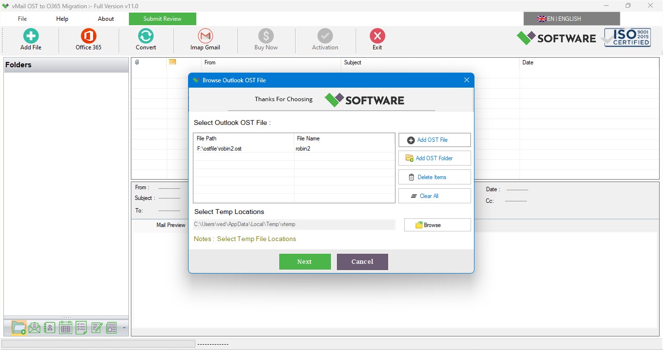 vMail OST to O365 Migration