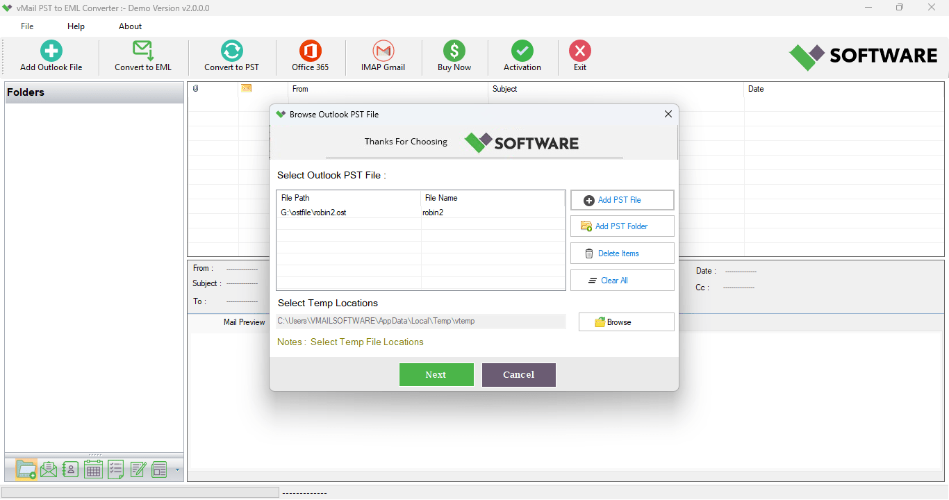   vMail PST to EML Converter