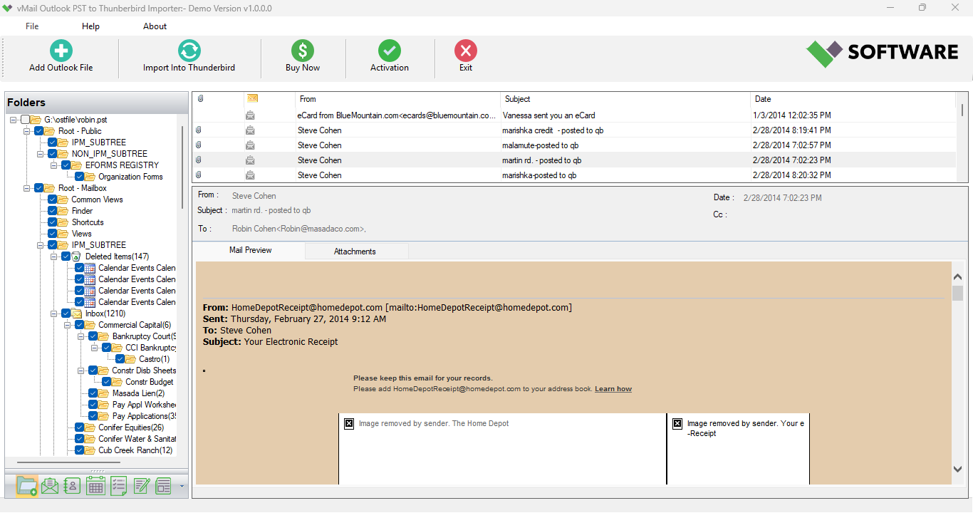 Preview of Outlook PST File