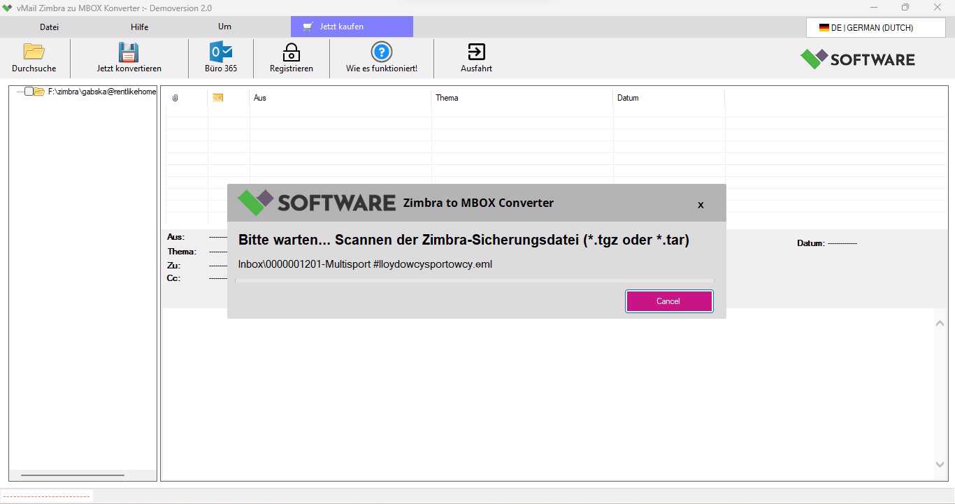 Zimbra Mail preview